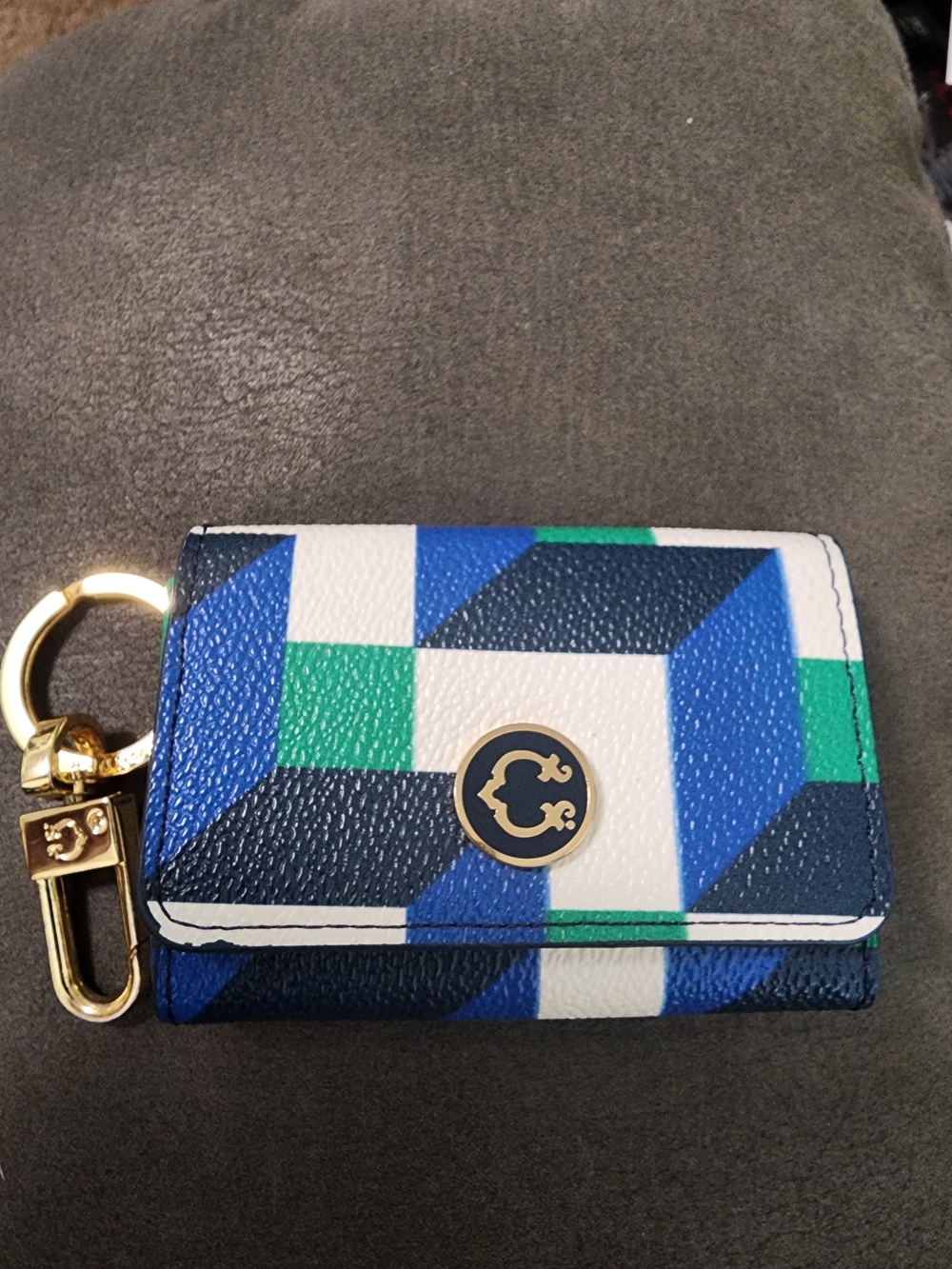Wonder Geometric Print Keychain Card Holder Wallet